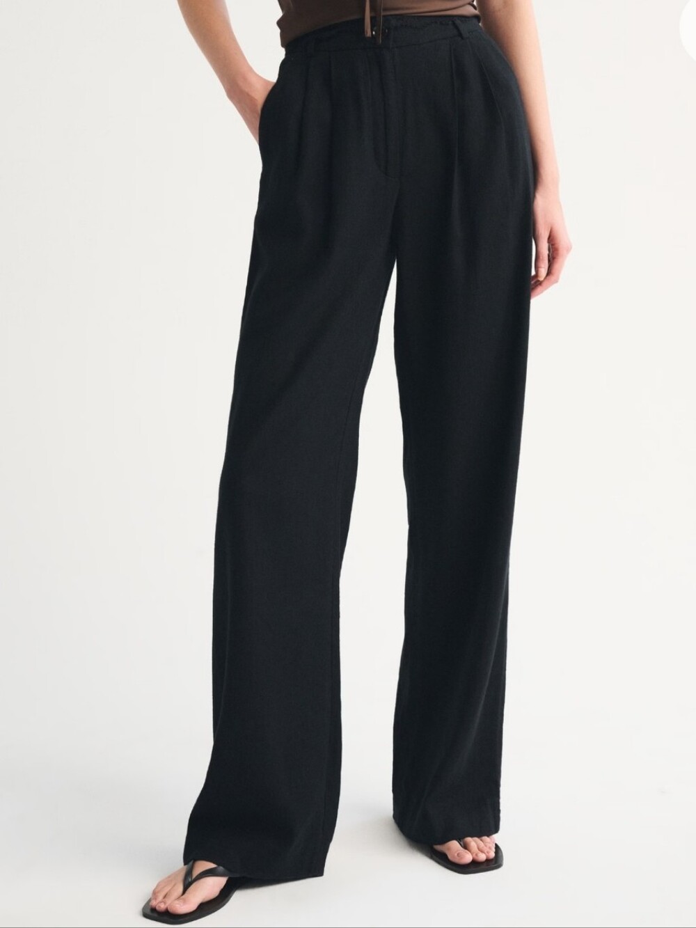 Abercrombie & Fitch Linen Black Wide-Leg Pants - Casual Comfort